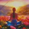 Cool Yoga Girl Sunset Diamond Painting