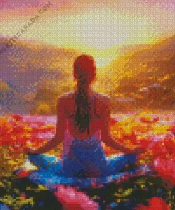 Cool Yoga Girl Sunset Diamond Painting