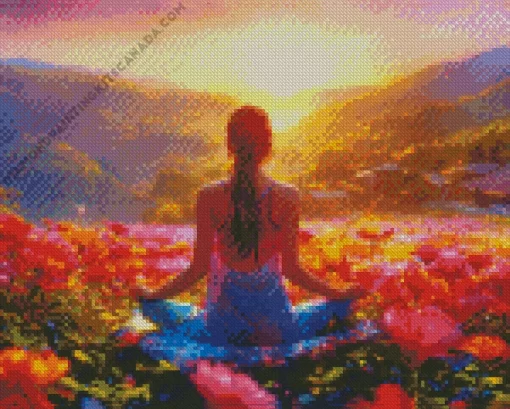 Cool Yoga Girl Sunset Diamond Painting