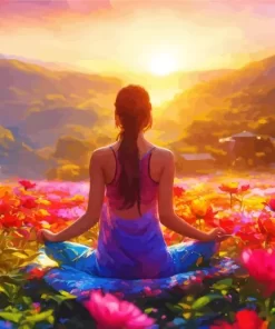 Cool Yoga Girl Sunset Diamond Painting