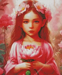 Cute Elf Girl And Flower Diamond Painting