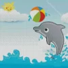 Dolphin Playing With Ball Diamond Painting