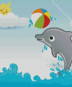 Dolphin Playing With Ball Diamond Painting