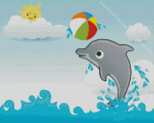 Dolphin Playing With Ball Diamond Painting