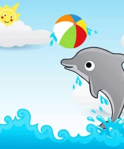 Dolphin Playing With Ball Diamond Painting