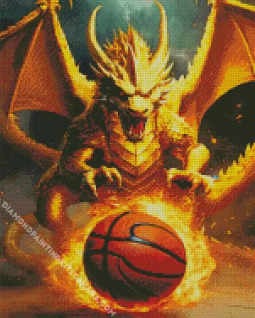 Flaming Basketball And Dragon Diamond Painting