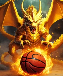 Flaming Basketball And Dragon Diamond Painting