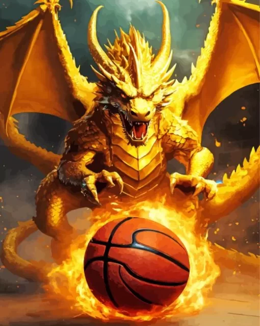 Flaming Basketball And Dragon Diamond Painting