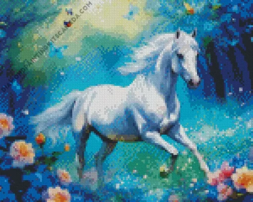 Flowers And Horse Diamond Painting