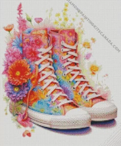 Flowers On Shoes Art Diamond Painting