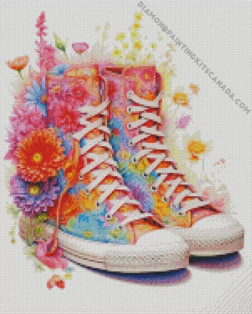 Flowers On Shoes Art Diamond Painting