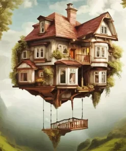 Flying House Art Diamond Painting