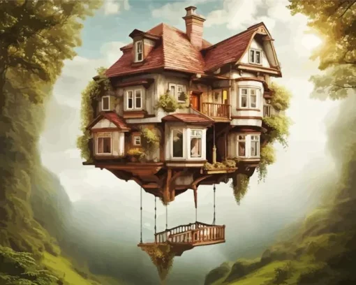 Flying House Art Diamond Painting