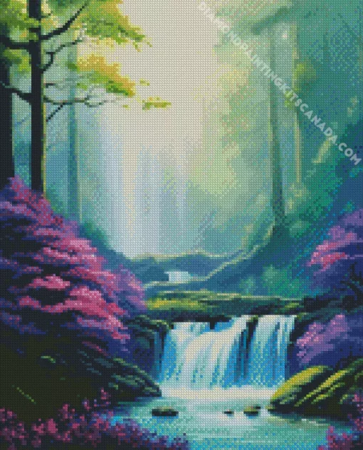 Forest Waterfall Diamond Painting