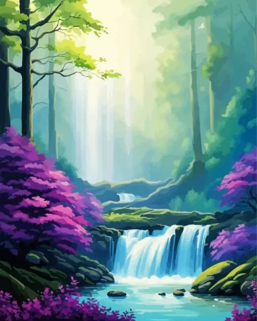 Forest Waterfall Diamond Painting