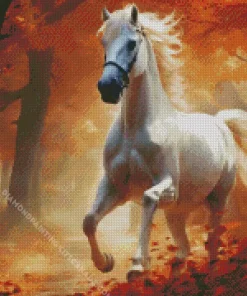 Fresian White Horse Diamond Painting