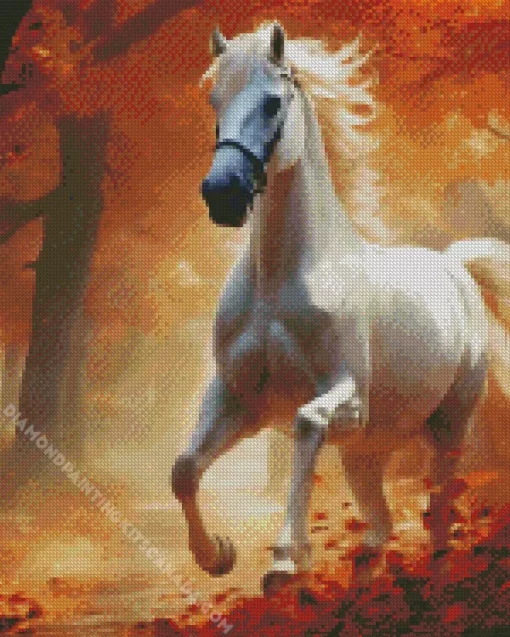 Fresian White Horse Diamond Painting