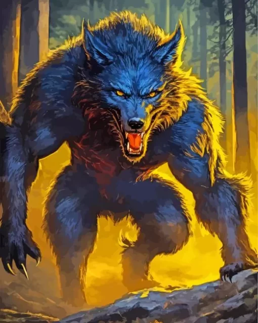 Giant Evil Black Wolf Diamond Painting