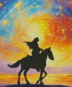 Girl And Horse Silhouette Diamond Painting