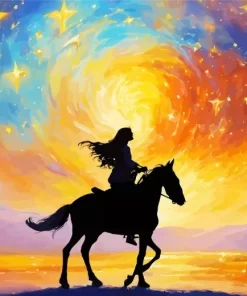 Girl And Horse Silhouette Diamond Painting