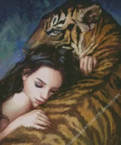 Girl Hugging Tiger Diamond Painting