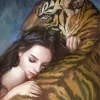 Girl Hugging Tiger Diamond Painting