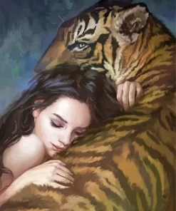 Girl Hugging Tiger Diamond Painting