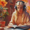 Girl In Library Studying Diamond Painting