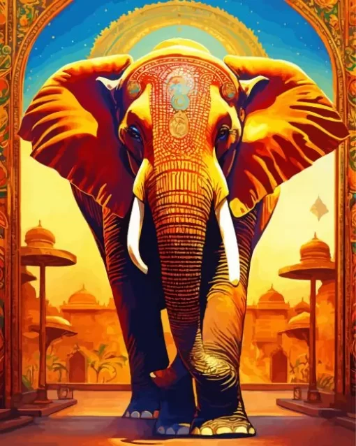 Golden Elephant Art Diamond Painting