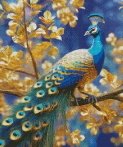 Golden Peacock Bird Diamond Painting