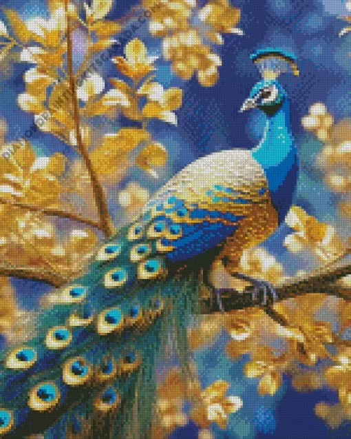 Golden Peacock Bird Diamond Painting