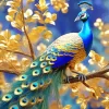 Golden Peacock Bird Diamond Painting