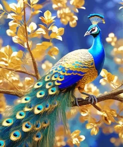 Golden Peacock Bird Diamond Painting