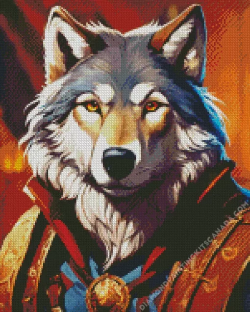 Grey Fantasy Wolf Diamond Painting