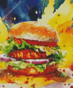 Grilled Chicken Burger Fast Food Diamond Painting