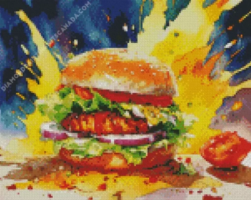 Grilled Chicken Burger Fast Food Diamond Painting