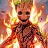 Groot In Fire Diamond Painting