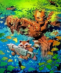 Groot Rocket Racoon Heroes Diamond Painting