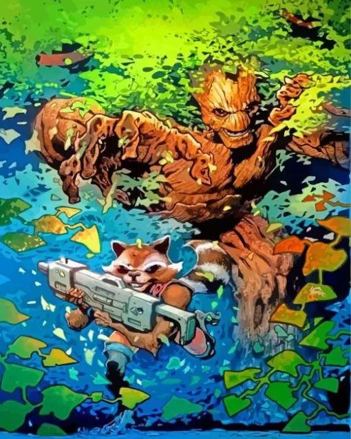 Groot Rocket Racoon Heroes Diamond Painting