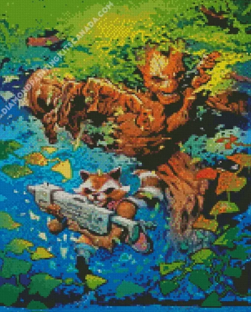 Groot Rocket Racoon Heroes Diamond Painting