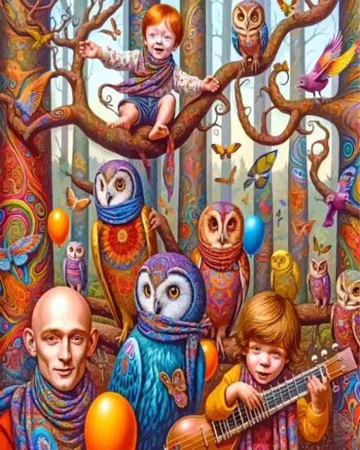 Group Of Owls Partying Diamond Painting