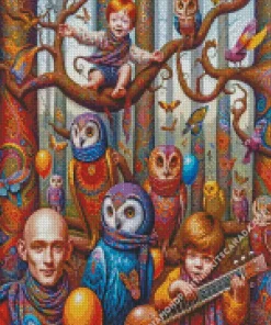 Group Of Owls Partying Diamond Painting