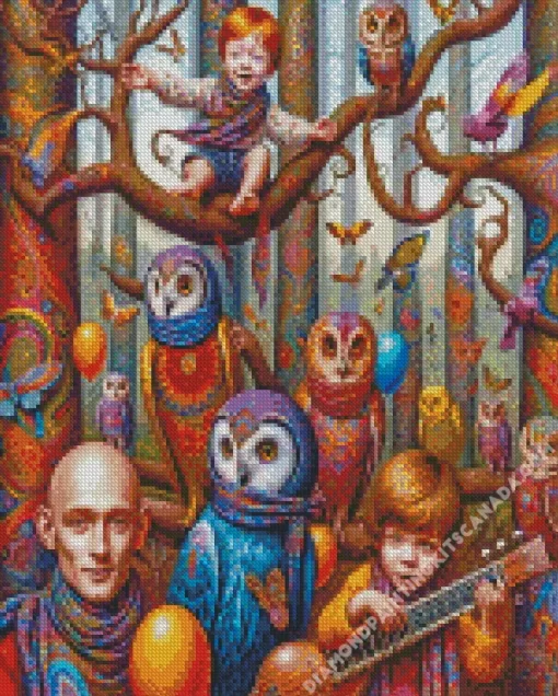 Group Of Owls Partying Diamond Painting