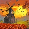 Halloween Farm Windmill Diamond Painting