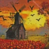 Halloween Farm Windmill Diamond Painting