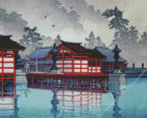 Hasui Kawase Miyajima In De Mist Diamond Painting