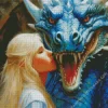 Lady And Blue Dragon Diamond Painting