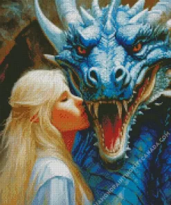 Lady And Blue Dragon Diamond Painting