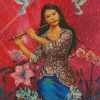 Lady Playing Flute Diamond Painting