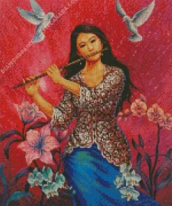 Lady Playing Flute Diamond Painting